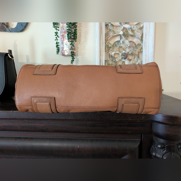 cole Haan Brown Leather Handbag with Scarf Accent - Picture 6 of 16